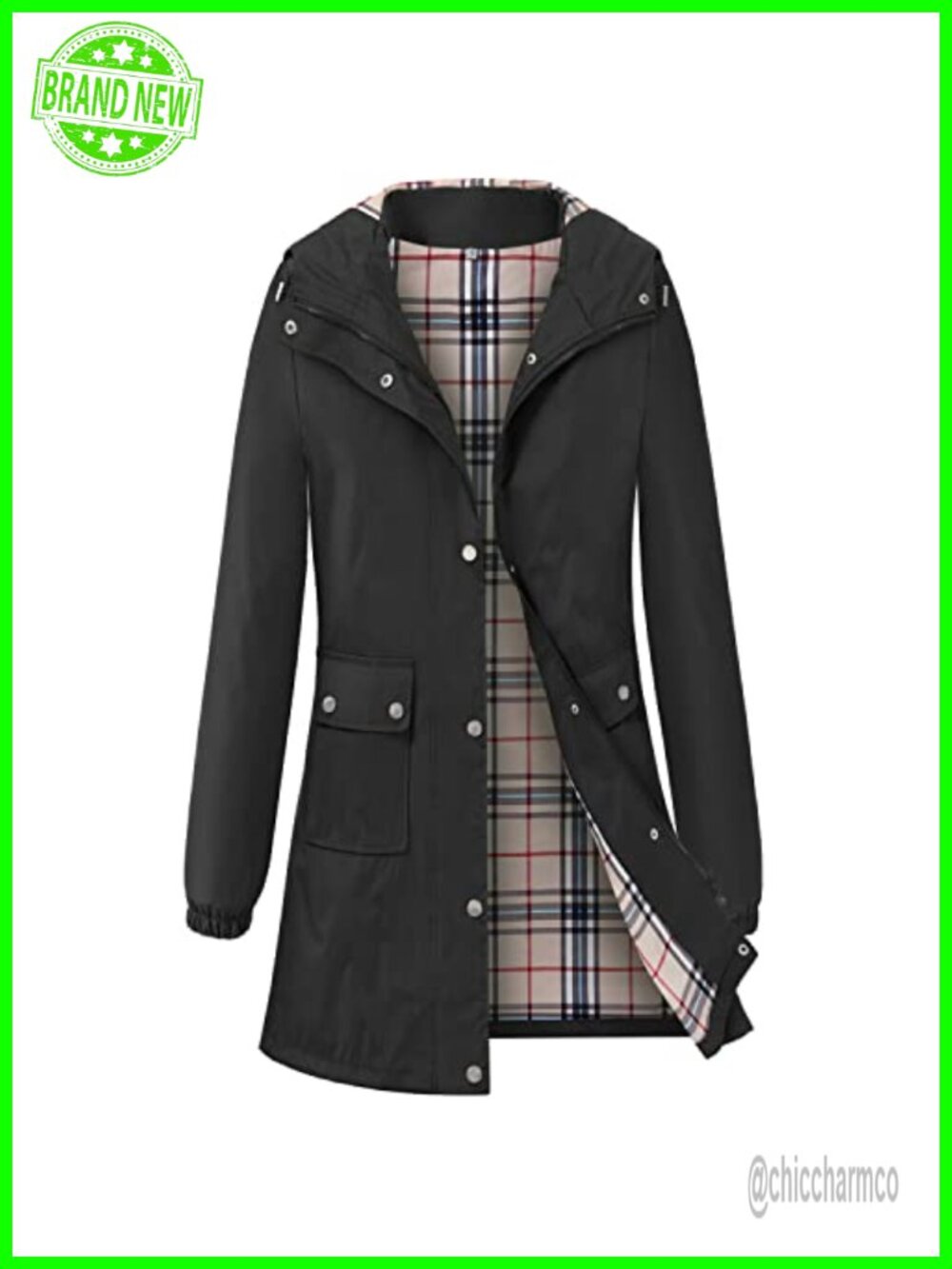 Women's Waterproof Raincoat Lightweight Hooded Windbreaker Long